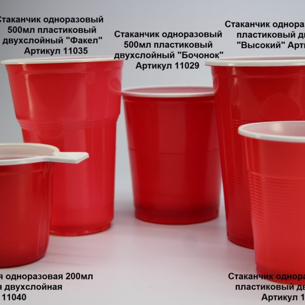 Стакан одноразовый 500мл пластиковый Высокий красно-белый Экстра 80/12/960
