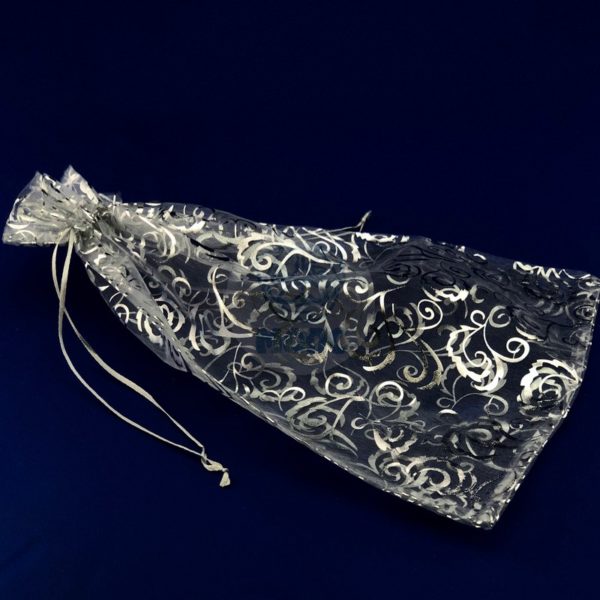 Сумочка подарочная Новогодняя Органза Серебро (35*25см) 50/250